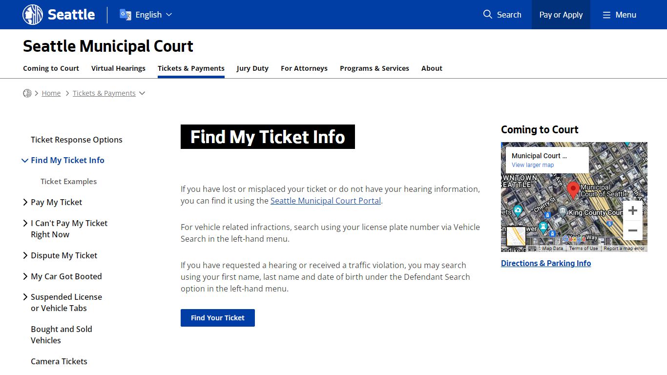 Find My Ticket Info - Courts | seattle.gov