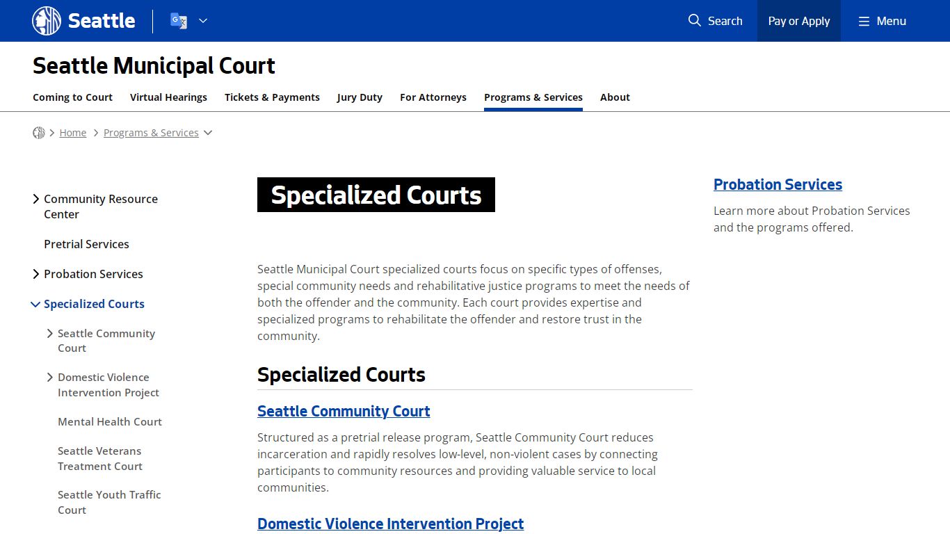 Specialized Courts - Courts | seattle.gov