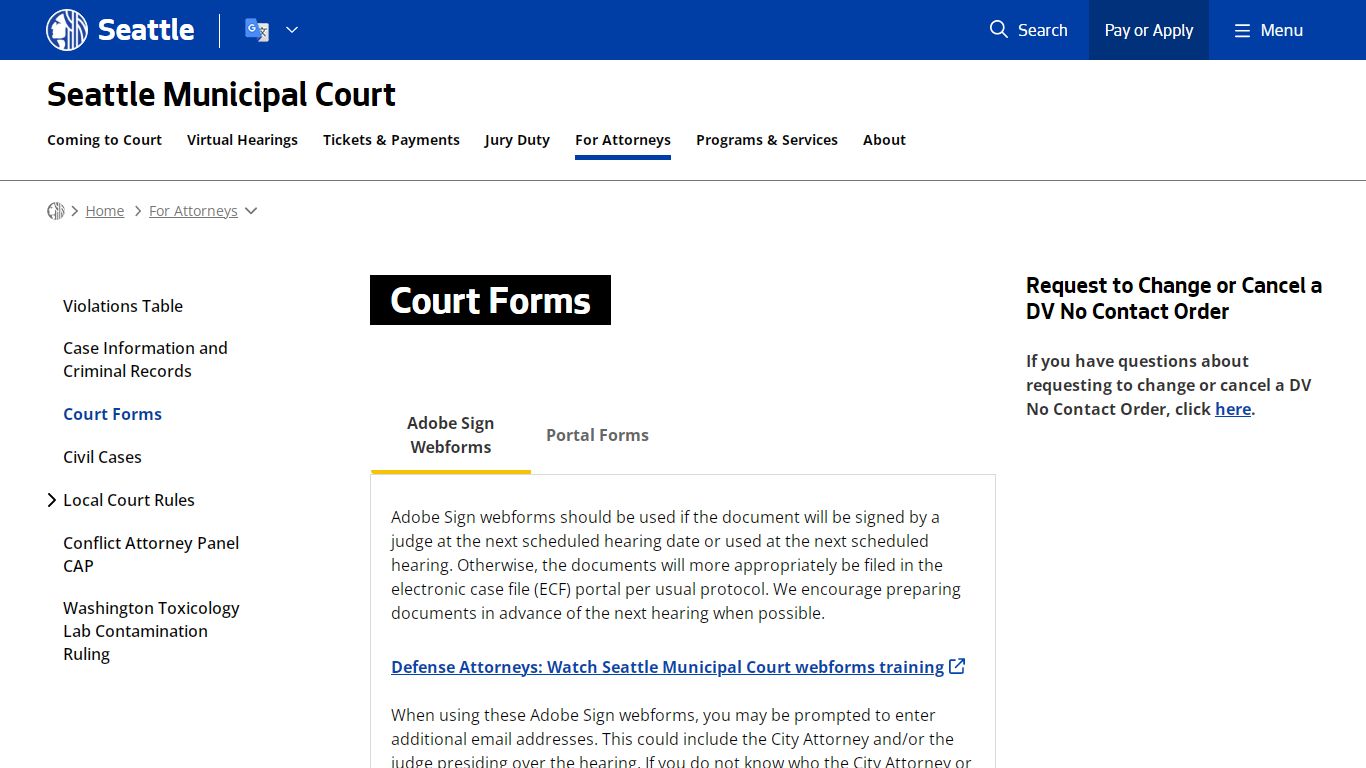Court Forms - Courts | seattle.gov